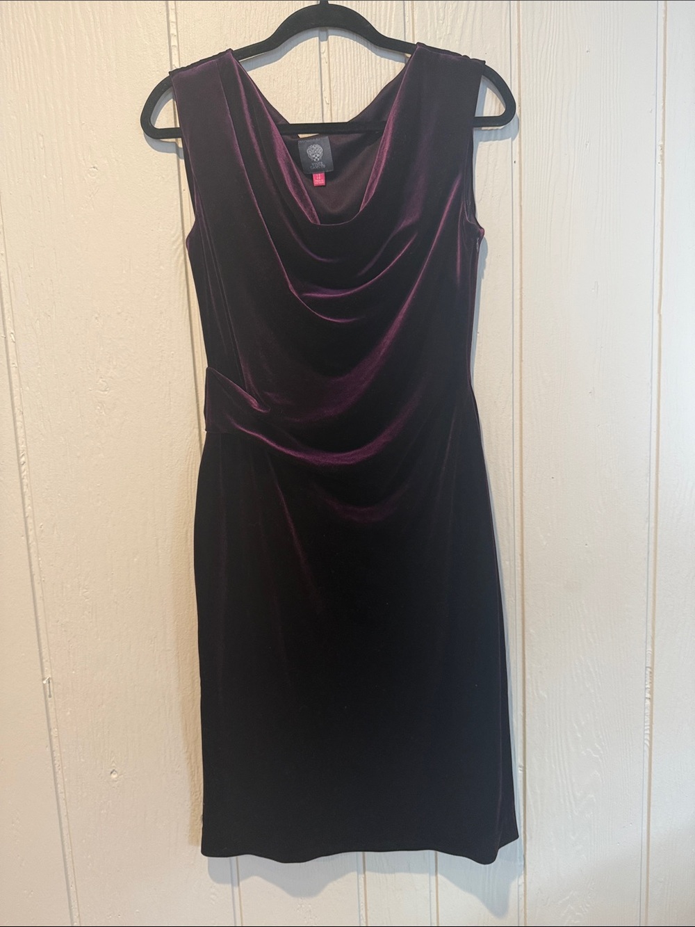 Vince Camuto Plum Velvet Cowl Neck Sleeveless Dress